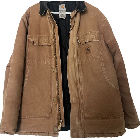 Carhartt Other - Carhartt C26 BRN Duck Canvas Jacket Men’s Large Tall Brown Workwear Distressed